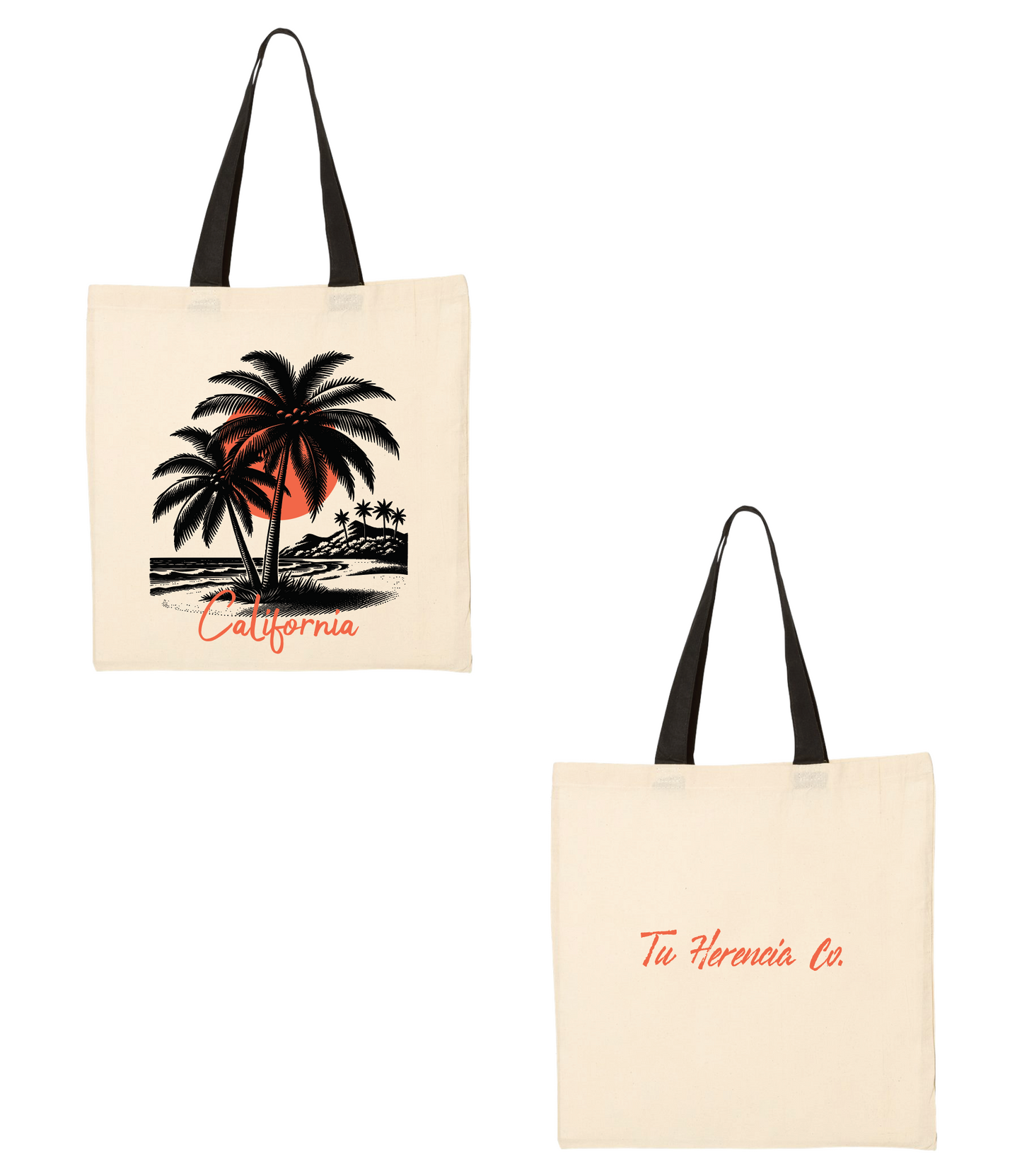 California Sunset Tote Bag - Custom Handle Color | Tu Herencia Co.
