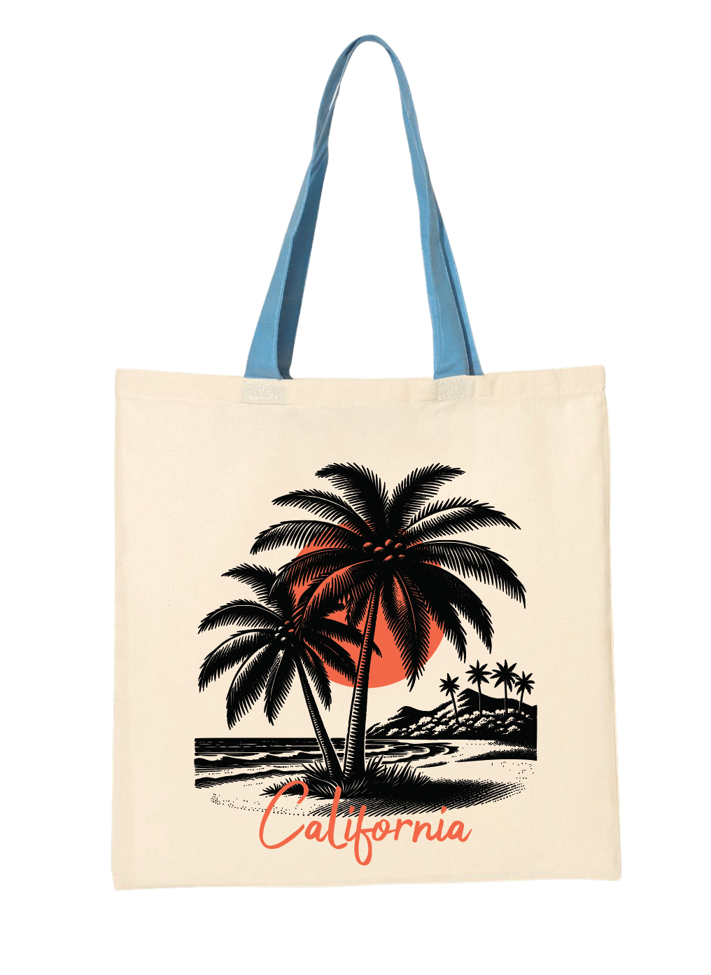 California Sunset Tote Bag - Custom Handle Color | Tu Herencia Co.