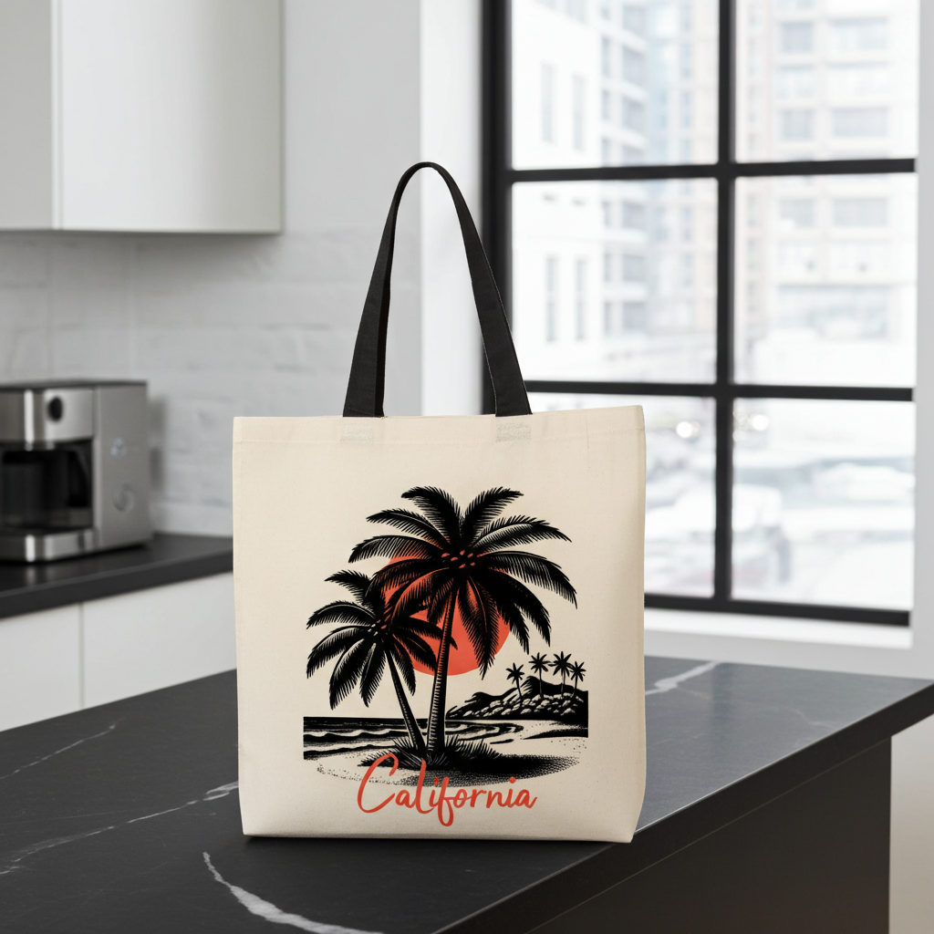 California Sunset Tote Bag - Custom Handle Color | Tu Herencia Co.